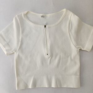 Polo ribbed manga corta blanco