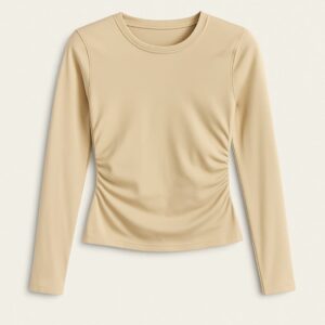 Polo pliegues beige